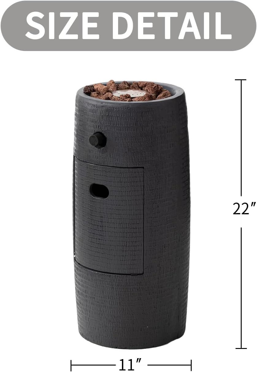 Outdoor Propane Fire Pit, 11" Propane Fire Column, Patio Gas Fire Pit 15,000 BTU Small Firepit Table for Outside w