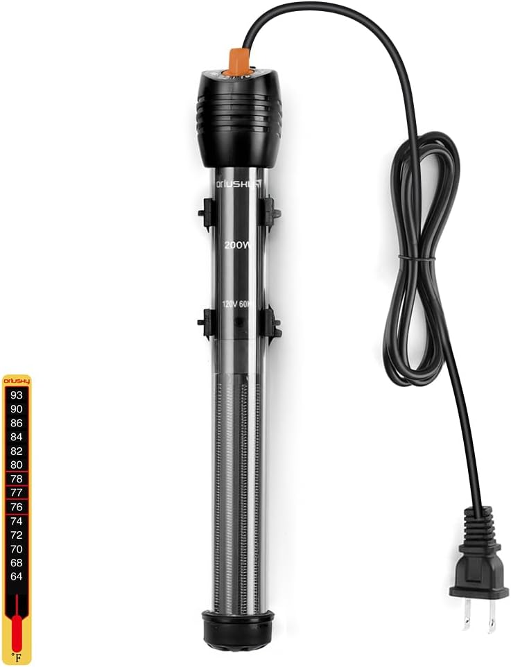 Submersible Aquarium Heater, Adjustable Fish Tahk Heater with Free Thermometer Suitable for Marine Saltwater and
