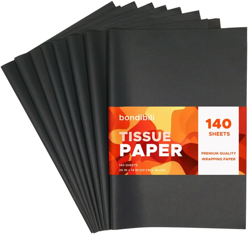 140 Sheets Black Tissue Paper for Gift Bags 20 x 14 inch