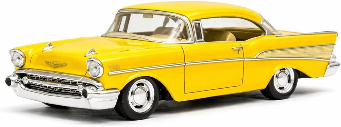 1957 Chevy Bel Air Coupe 1:40 Scale 5" Die Cast Metal Classic Toy Car (Yellow)
