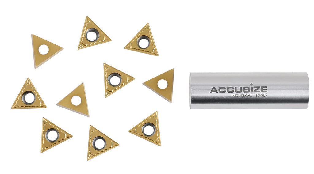 Accusize TCMT32.51 Carbide Insert, TiN Coated, 3/8 in I.C, 10 Pack