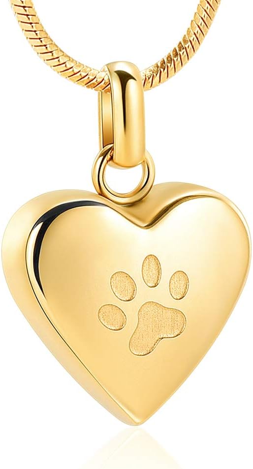 Pet Cremation Jewelry for Ashes Pendant Paw Print Pet Heart Urn Necklace Memorial Keepsake Jewelry for