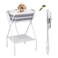2 in 1 Elevated Dog Bath Tub & Foldable Washing Station with Stand, Portable Pet Bathtub for Small Medium Dogs &