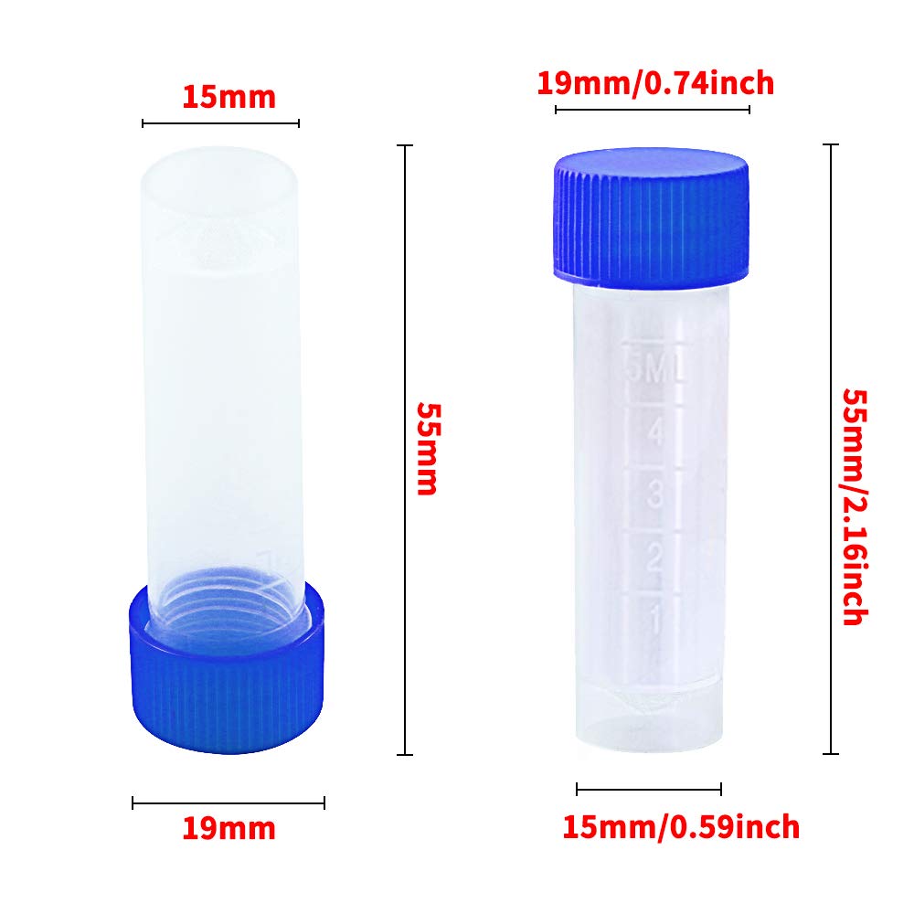 50 Pcs 5ml Plastic Graduated Vials