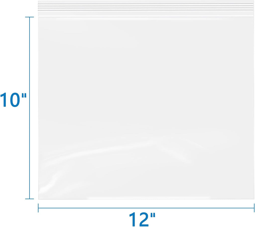 12" x 10" 100 Pack 2 Mil Resealable Zip Bags
