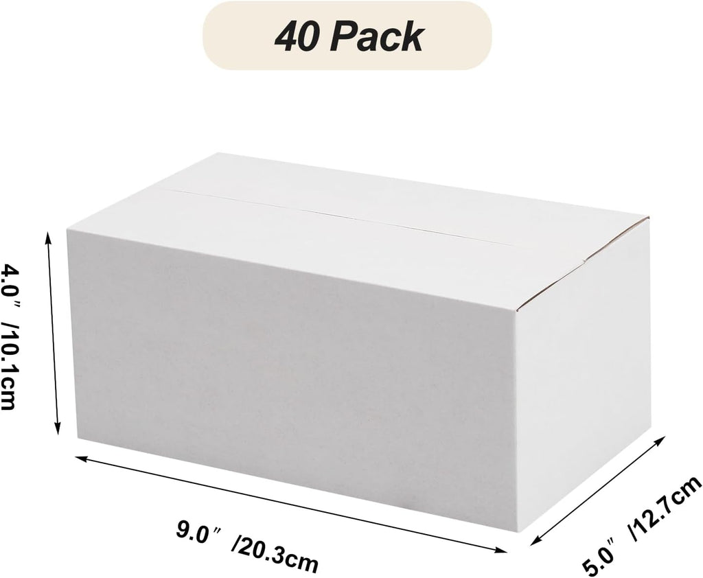 9x5x4 Shipping Boxes Set of 40, White Corrugated Cardboard Box for Mailing Packing Gifts Small Business