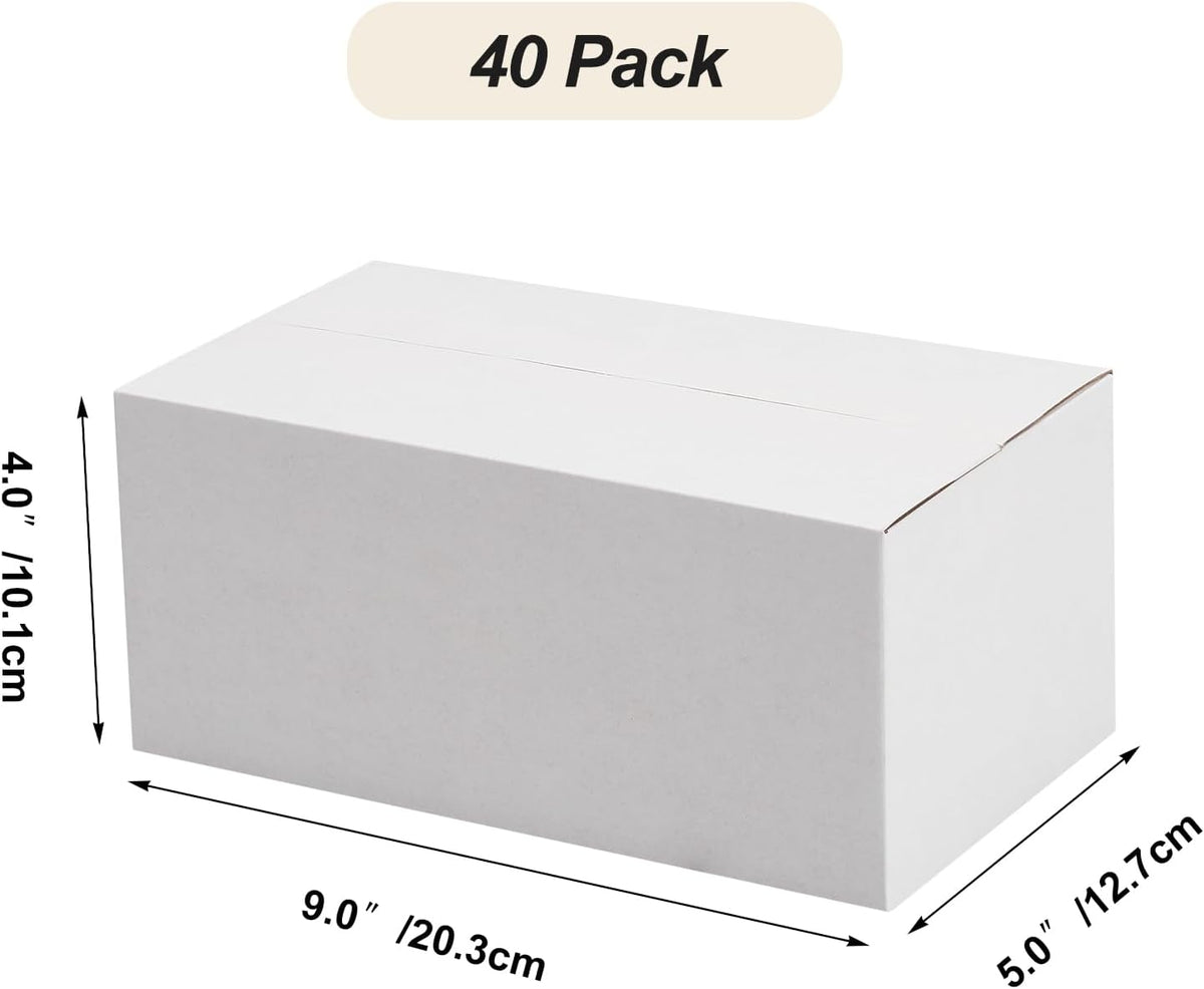 9x5x4 Shipping Boxes Set of 40, White Corrugated Cardboard Box for Mailing Packing Gifts Small Business