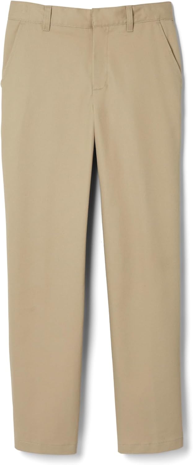 Boys' Adjustable Waist Relaxed Fit Twill Pant | school uniform pants, no need to iron, double knees for durability