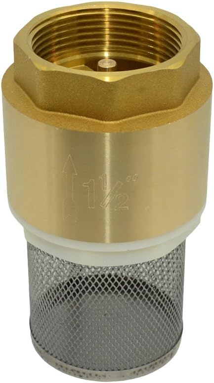 VARMHUS Brass Foot Valve with Filter, Check Valve for Water Pump, NPT Thread, Prevents Backflow (1-1/2inch)