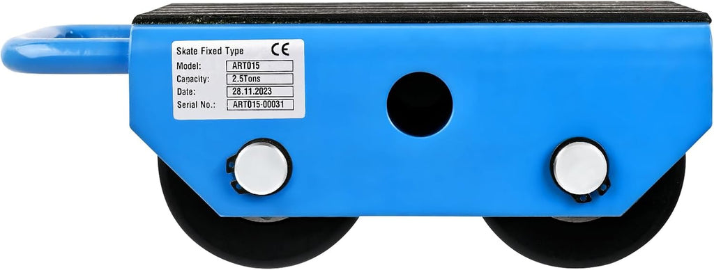 Fixed Machinery Skates for Machine Moving 5500 lbs, 2 Nylon Rollers | Carbon Steel Frame, 2 Nylon Rollers, Rubber