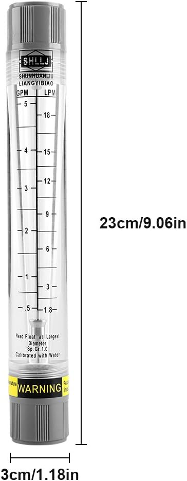 Flow Meter, 0.5-5 GPM 1.8-18 LPM Tube Type Flow Meter for Gas Liquid Pipeline Flowmeter for Water Industrial Field
