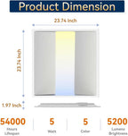 2x2 LED Troffer Light, 5 Wattages, 5CCT, 0-10V Dimmable, 24 Pack