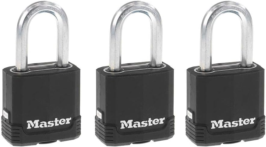 Magnum Outdoor Padlock Heavy Duty Keyed Lock, 3-Pack M115XTRILF | 1-7/8-inch Weathe- Resistant Lock Protects Outdoor