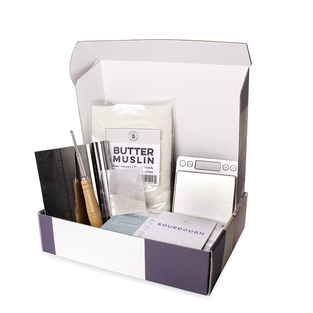 Artisan Bread Making Kit | 5 Piece DIY Kit Includes San Francisco Sourdough Starter, Baker's Scale, Bread Lame, Dough