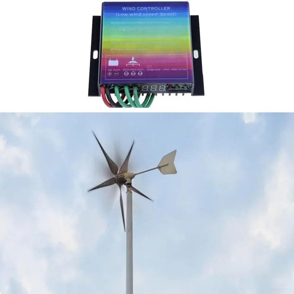 Wind Turbine Controller, 500/800W MPPT Wind Turbine Charge Controller with Overcharge Protection and Display(800w)