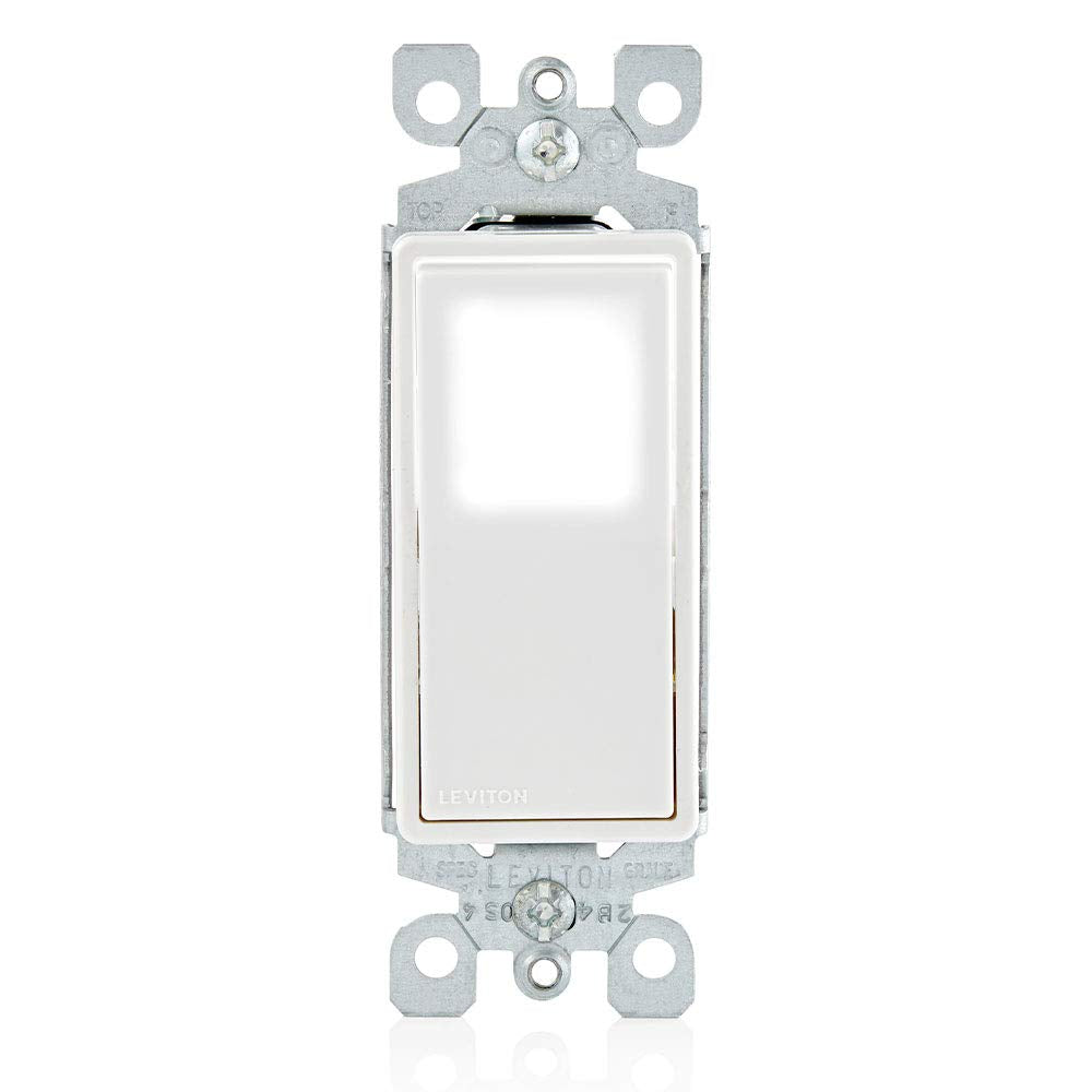 Leviton 15 Amp Decora LED Illuminated Light Wall Switch Single-Pole, L5611-2W, White