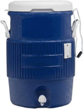 5 Gallon Heavy-Duty Blue Beverage Cooler, Insulated Drink Dispenser With Drip-Resistant Spigot, Flat Seat Lid