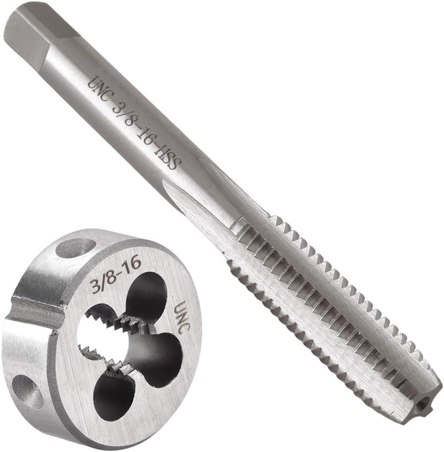 2pcs 3/8"-16 UNC Tap and Die Set, Threading Tap Die Set