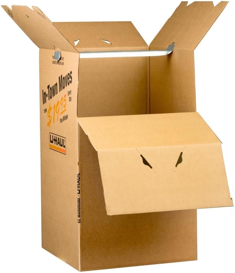 EZ Wardrobe Moving Box for Clothes 20” x 19-7/8” x 33-13/16” (1 Box)