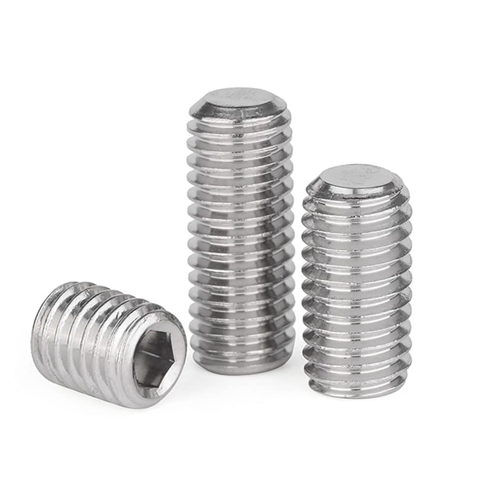 Junter 30pcs M10-1.0 x 10mm Fine Thread Flat Point Grub Socket Set Screws
