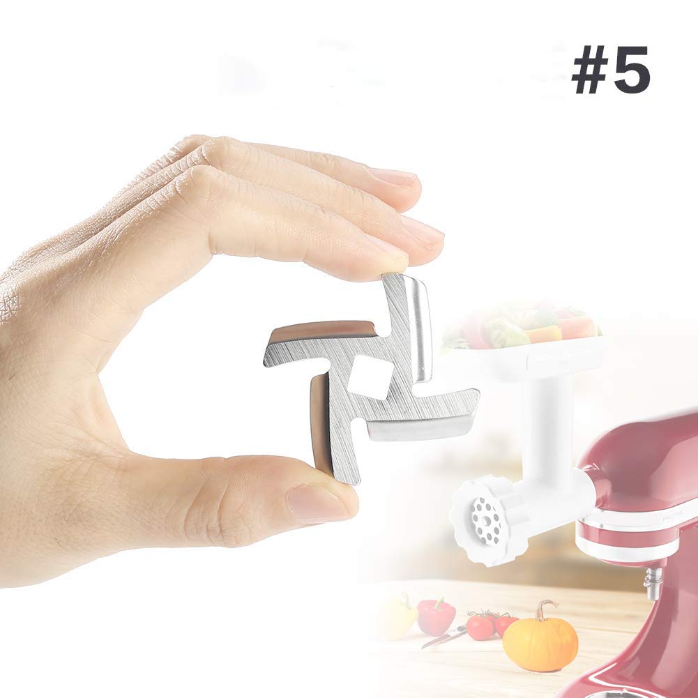 5# Food Meat Grinder Blade Stainless Steel Knife Cutter Compatible with Size 5 Meat Grinder Grinde, Fits Kitchen (2 Pack)