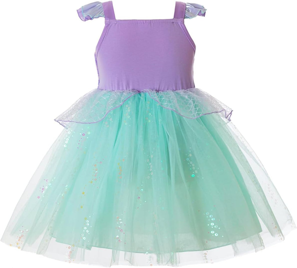 Girls Mermaid Dress Little Mermaid Costume Princess Sequin Sling Tutu Dress for Toddler Kids Birthday Party