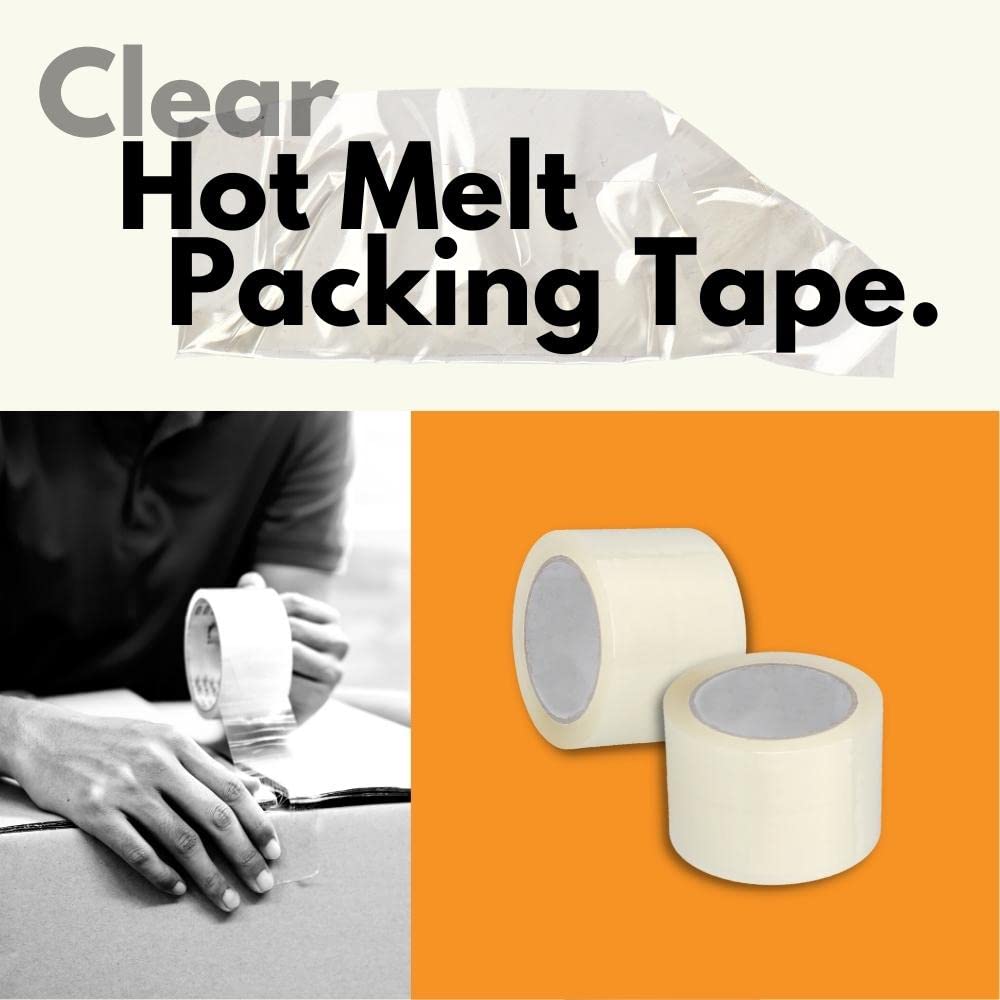 PSBM Hotmelt Packing Tape, 24 Rolls, 3.1 Mil Thick, 2.83 Inch Wide, 55 Yards Per Roll, Total 1320 Yards, Heavy Duty