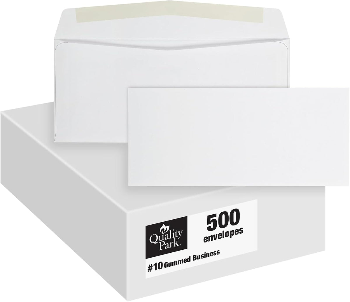 #10 Envelopes, Letter Size White Mailing Envelopes, 4-1/8x9-1/2 Inch, No Window Business Envelopes, Gummed Closure
