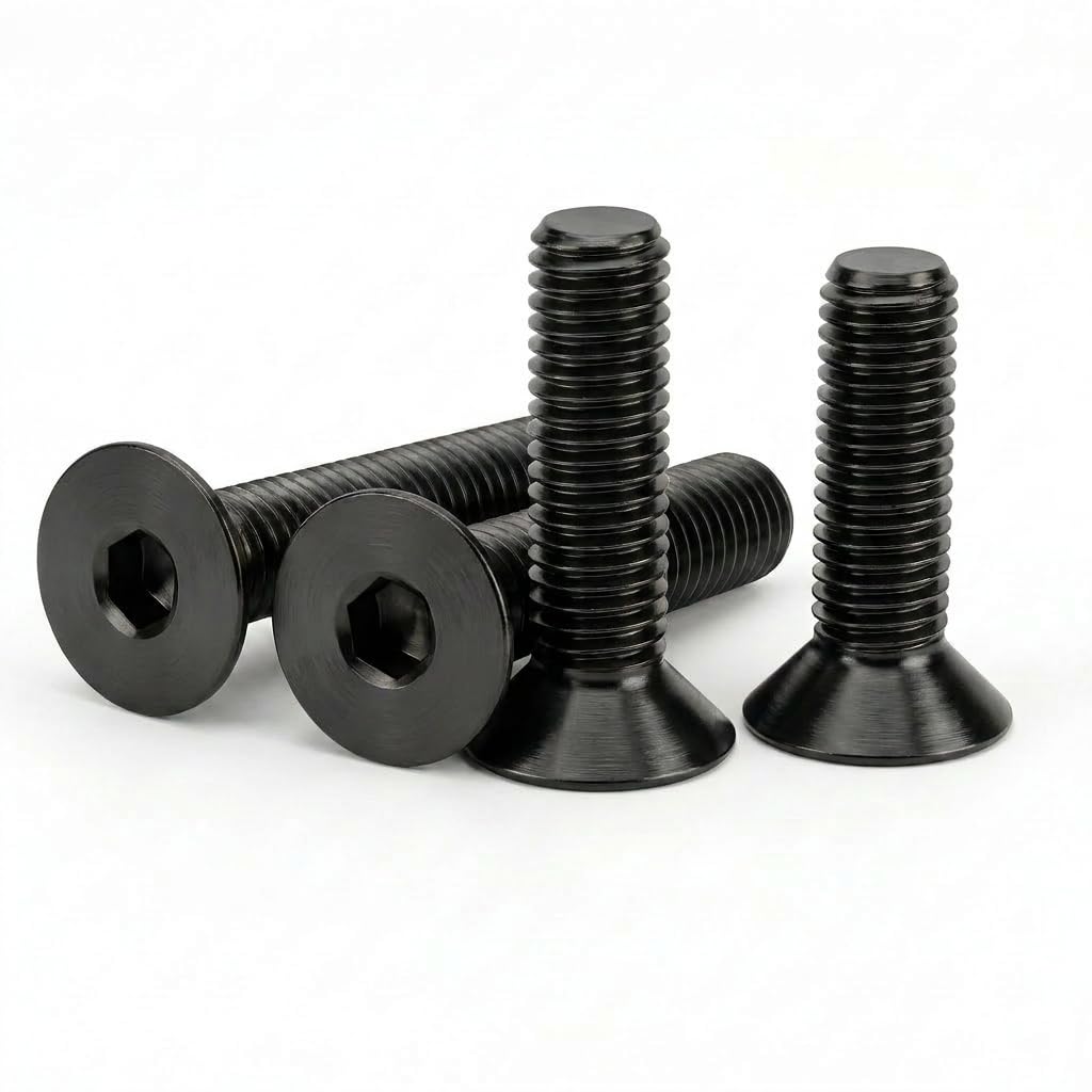 M6 x 12mm (30 Pack) Flat Head Socket Cap Screws Countersunk Allen Bolts, Black Oxide 304 Stainless Steel 18-8, Fully Machine Thread