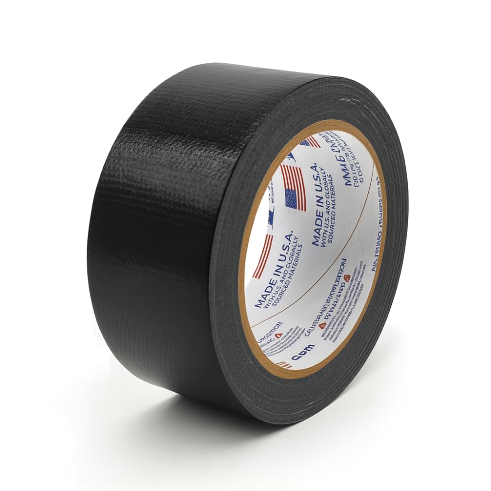 WOD HTCF Duct Tape Black 2 Inch x 60 Feet - Heavy Duty Waterproof No Residue Strong Adhesive - Easy Tear by Hand