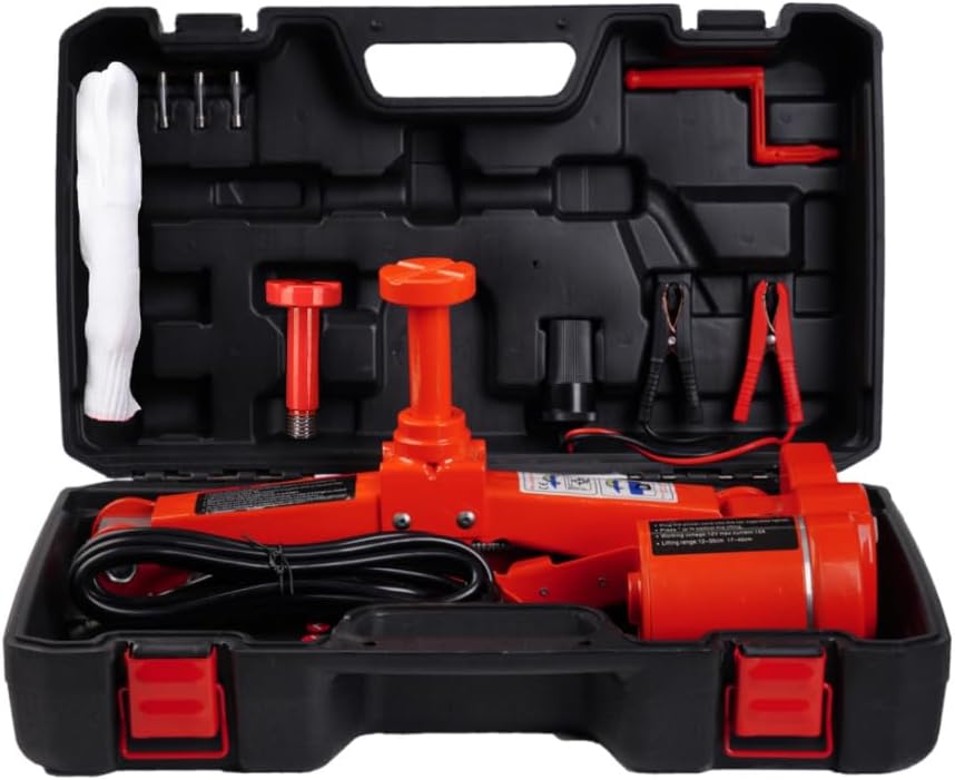Electric Car Jack 3 Ton 12V Scissor Floor Jack Kit | Lift Range 5.5-16.5in, Sturdy Base, Electric Motor Drive, Corded