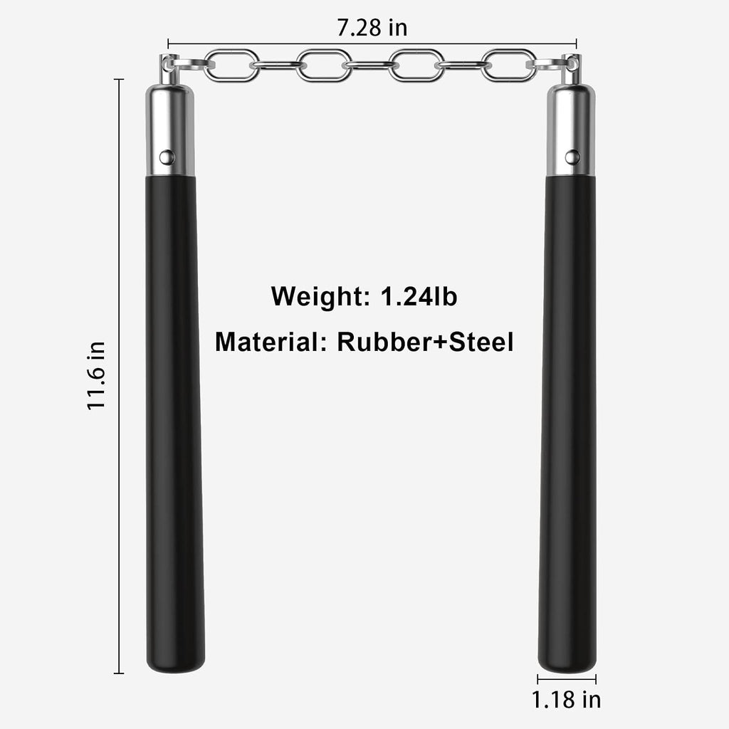 Nunchucks - Safe Solid Rubber Training Nunchucks/Nunchakus with Steel Chain, Suitable for Adults, Professionals to
