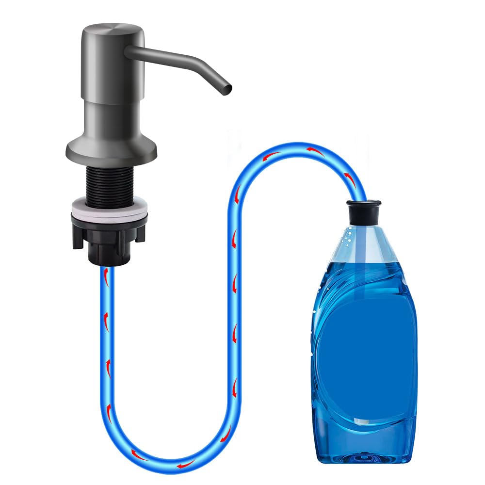Soap Dispenser for Kitchen Sink, in Sink Soap Dispenser Pump, 47" Silicone Extension Tube Connect to The Soap Bottle
