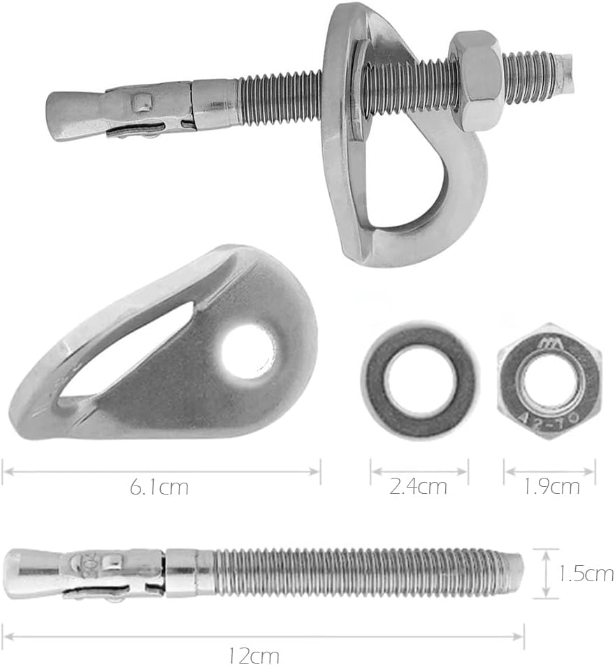 Climbing Holds Anchor Set - 1 PCS - Stainless Steel Bolt Hanger and Bolt Heavy Duty Climbing Holds Weight 2500KG for
