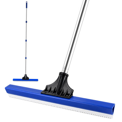 16" Notched Epoxy Floor Squeegee with 62" Long Handle for Coatings, Sealers