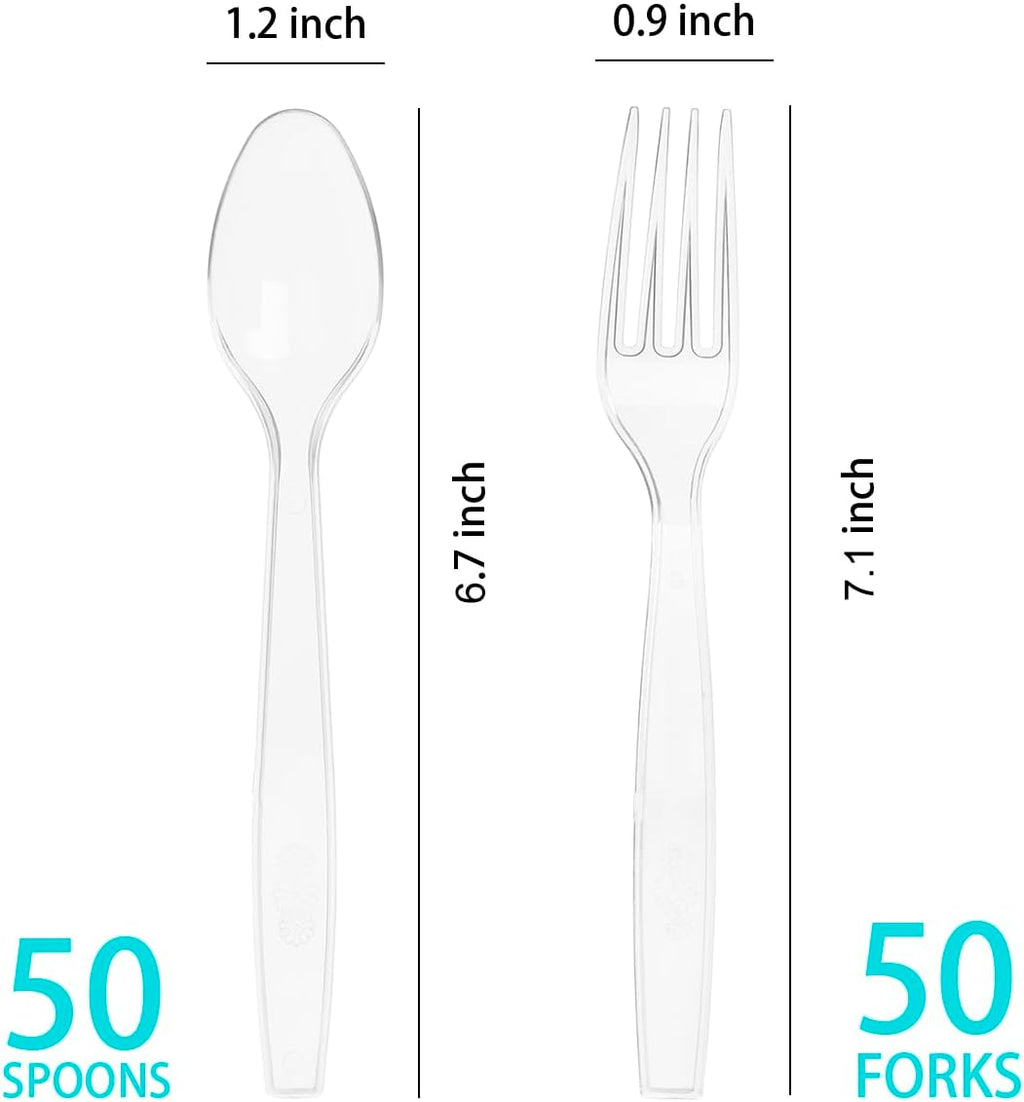 100 Count Exact Heavy Weight Plastic Forks and Spoons