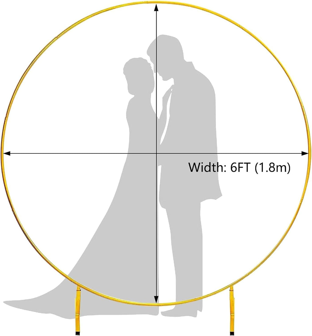 Round Backdrop Stand 6FT, Metal Balloon Arch Frame with Base for Ceremony