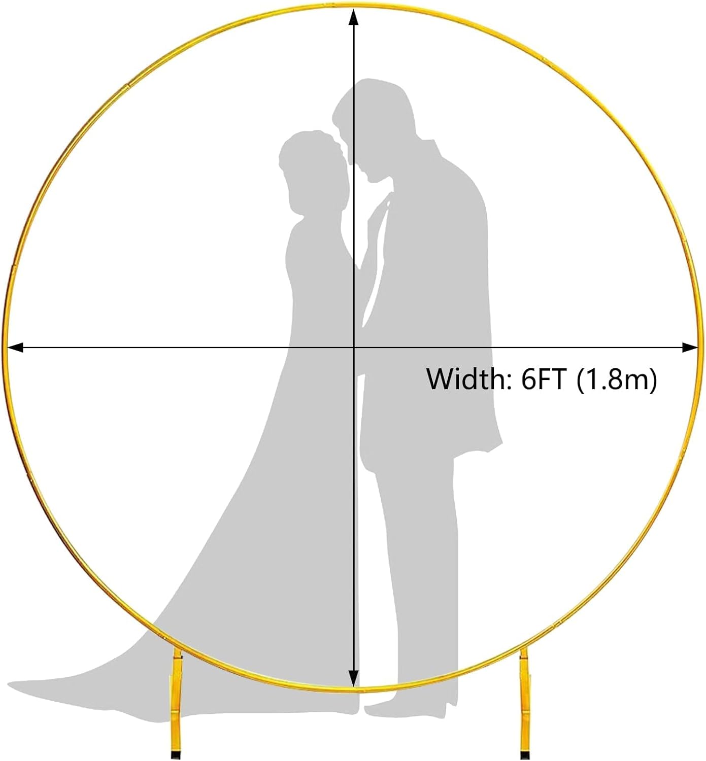 Round Backdrop Stand 6FT, Metal Balloon Arch Frame with Base for Ceremony