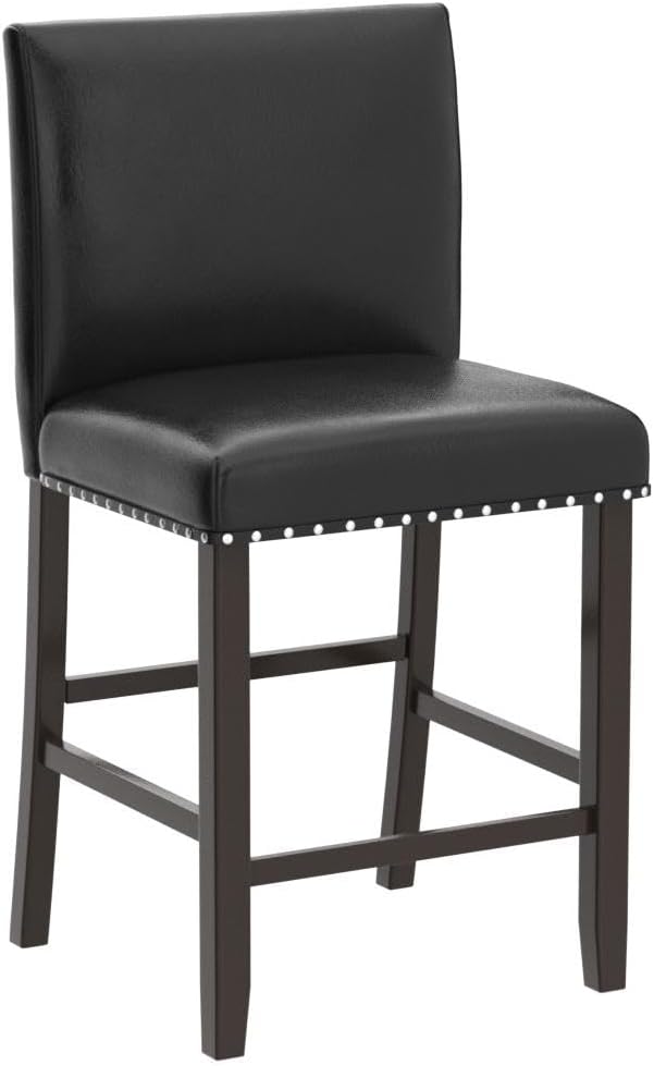 Counter Height Bar Stools Set of 4 with PVC Leather Back and Seat