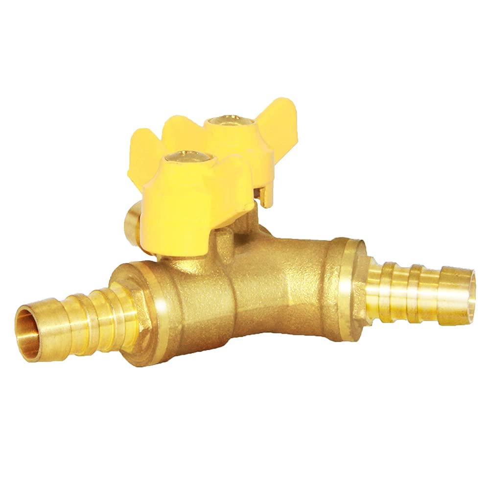 Joywayus 1/2" Hose Barb Brass Ball Valve Y Shaped Type 3 Way with 2 Switch Shut Off Valve Fitting Include 3 Clamps