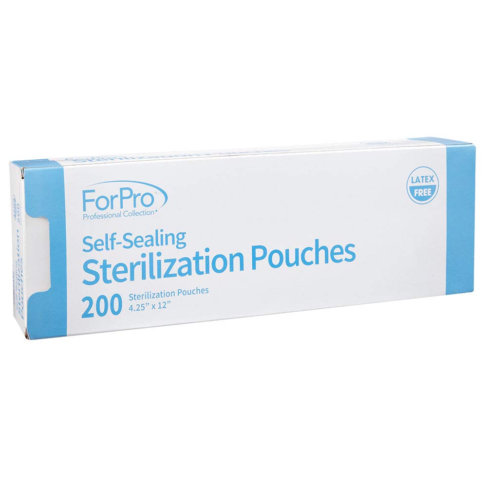 Self-Sealing Sterilization Pouches, Latex-Free, Color Changing Indicator, 4.25" W x 12" L, 200-Count | for Tool