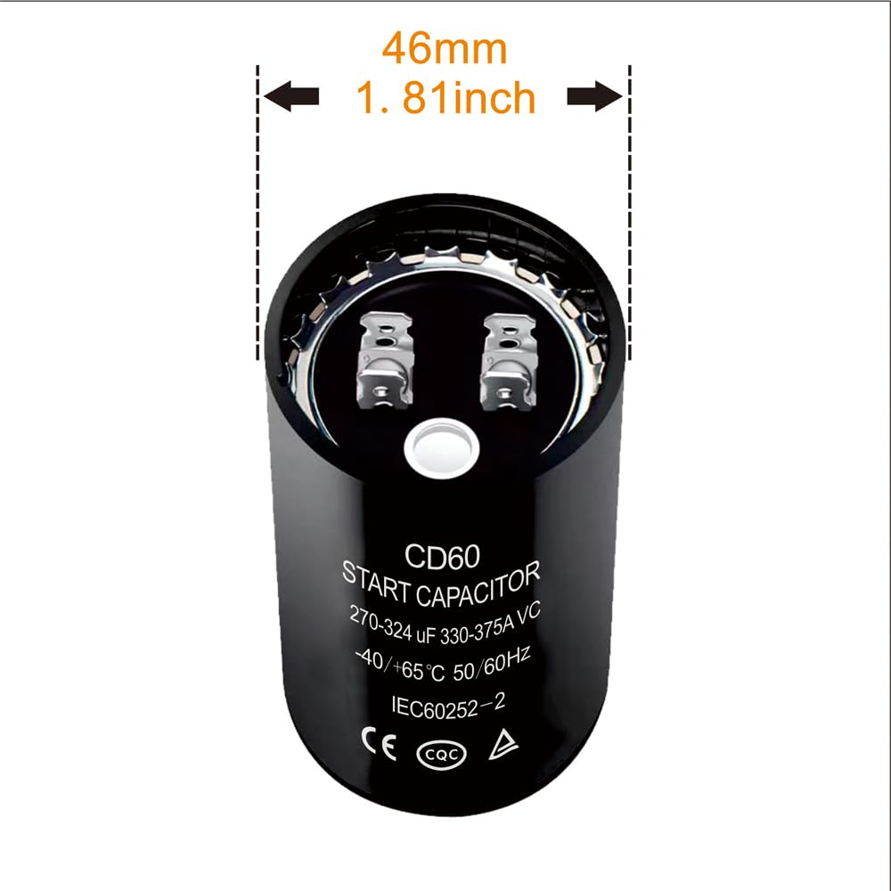 270-324 uf/MFD CD60 Round Start Capacitor ±20% 50/60 Hz 330-375 VAC Round Motor Well Pump Start Capacitor