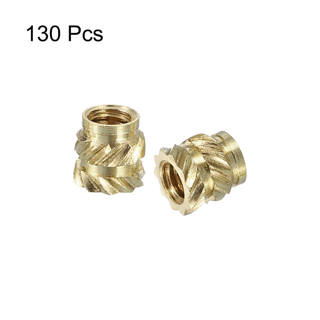 uxcell Knurled Insert Nuts, 130pcs M2.5 x 4mm Length x 4mm OD 3D Printing Brass Nuts Female Threaded Inserts Brass Heat Set Insert Embedment Nut
