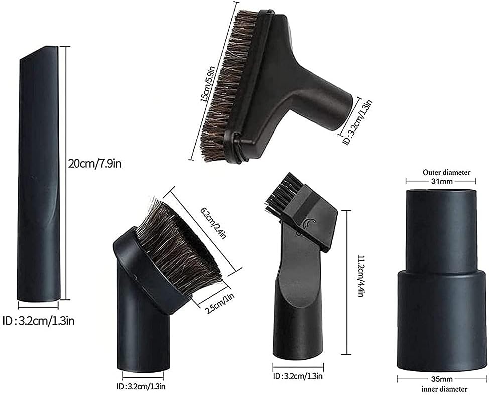 32mm Vacuum Attachments Accessories, Vacuum Cleaning Set Brush Nozzle Crevice Tool with 35mm to 32mm Hose Adapter 5pcs