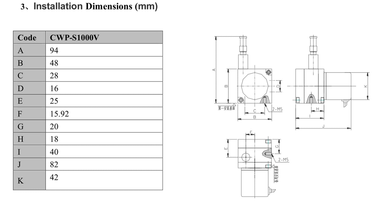 CALT CWP-S1000V 1000mm Draw Wire Encoder 24Vdc Supply 0-10V Output