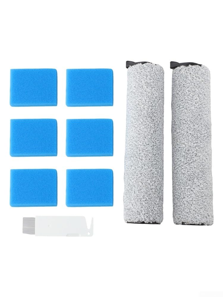 Replacement Roller Brush Kit for Tineco for Floor ONE Cordless Wet/Dry Vacuum, Includes 2 Soft Flannel Rollers, 6 Sponges & Cleaning Tool