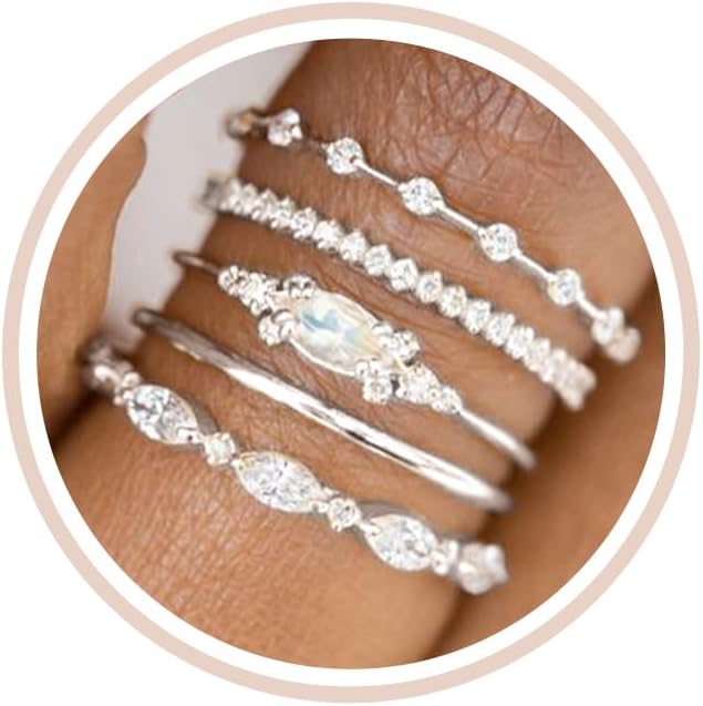 Stackable Gold Rings for Women Set Dainty 18K Gold Plated Cubic Zirconia Thumb Rings Thin Eternity Engagement Rings