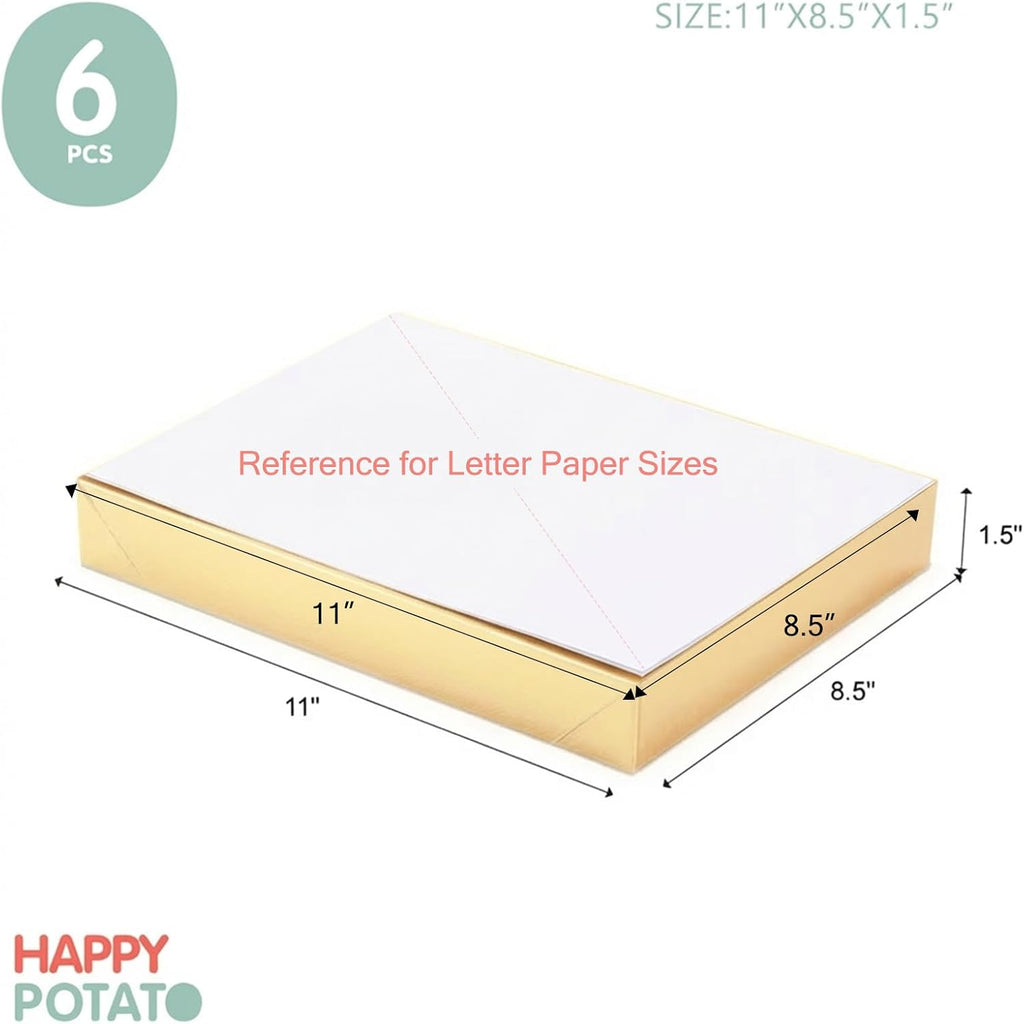 12 Gift Boxes with Lids 11x8.5x1.5 Inch Gold Shirt Boxes