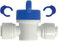 Speed Fit 1/4 or 3/8 Inch Shut Off Valve, Push to Connect Plastic Plumbing Fitting, With Locking Clips, Filtration Warehouse, Compare to PPSV040808WP (3/8" One Pack)