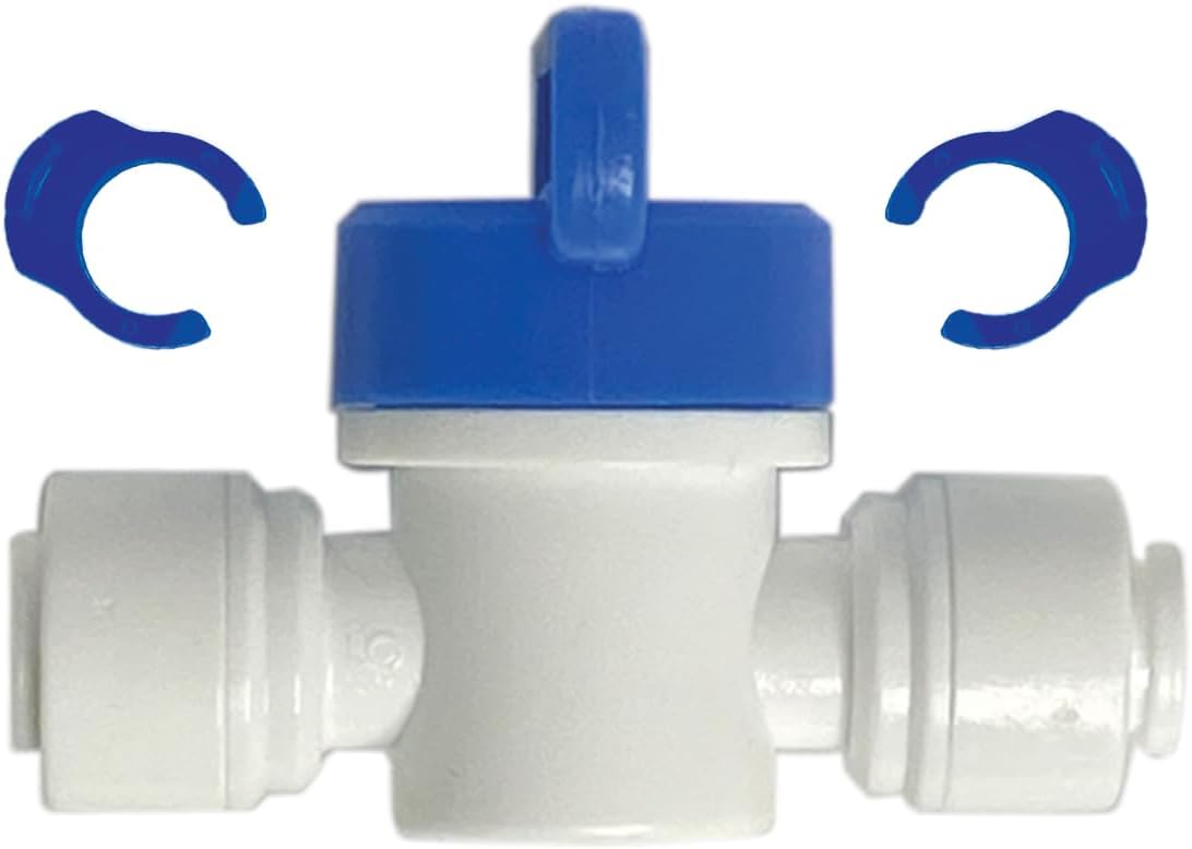 Speed Fit 1/4 or 3/8 Inch Shut Off Valve, Push to Connect Plastic Plumbing Fitting, With Locking Clips, Filtration Warehouse, Compare to PPSV040808WP (3/8" One Pack)